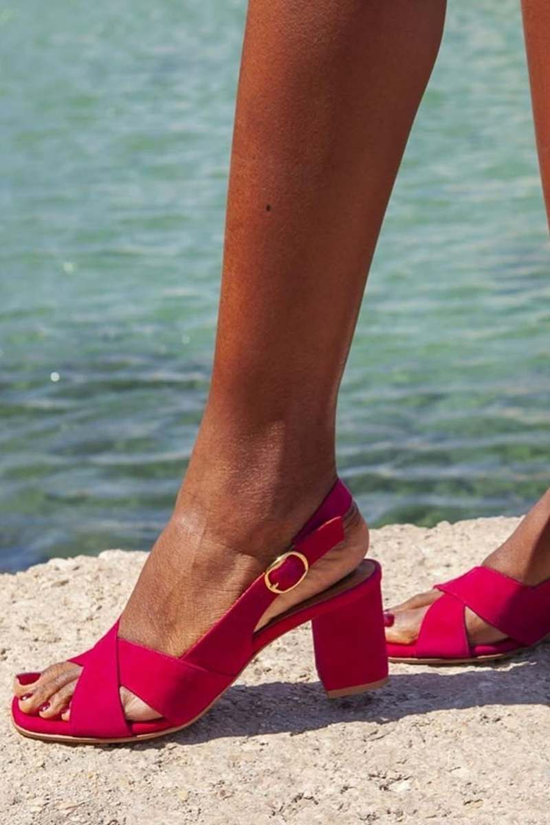 Anaís - Sandalias con tacón de bloque y tira cruzada