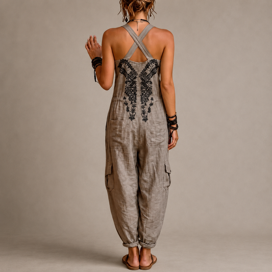 Candela | Mono Bohemio Bordado con Pantalón Amplio