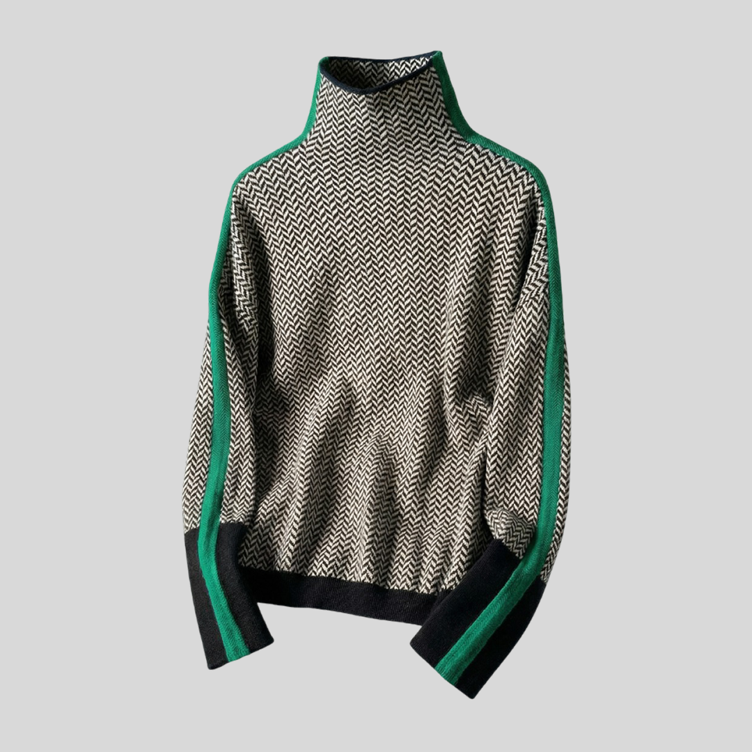 CLÉMENCE™║Suéter de cuello alto con rayas