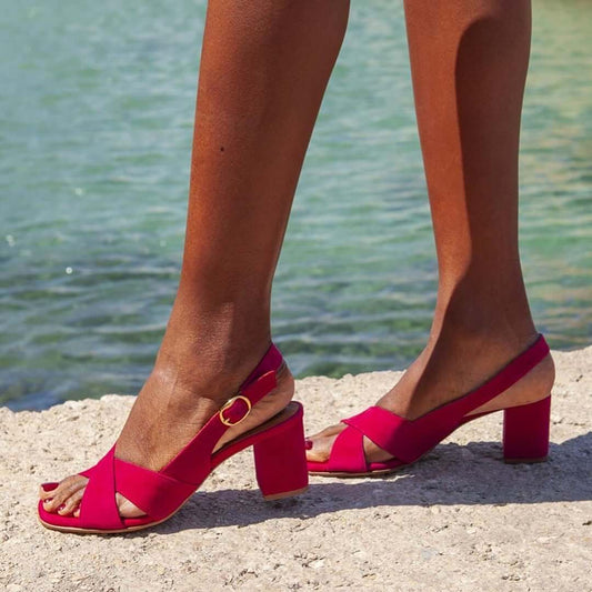 Anaís - Sandalias con tacón de bloque y tira cruzada