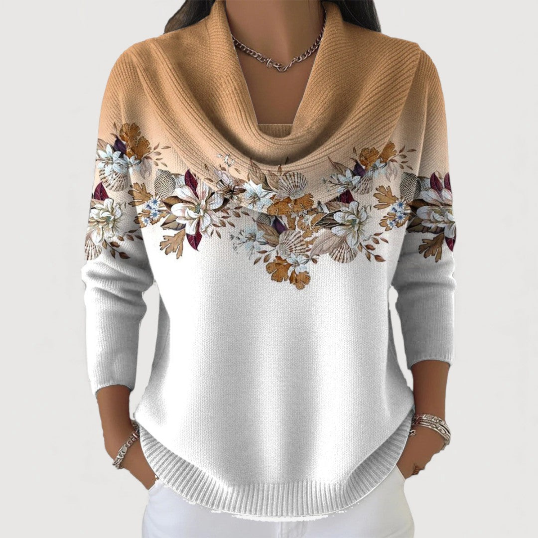 Alba | Jersey Floral con Cuello Vuelto