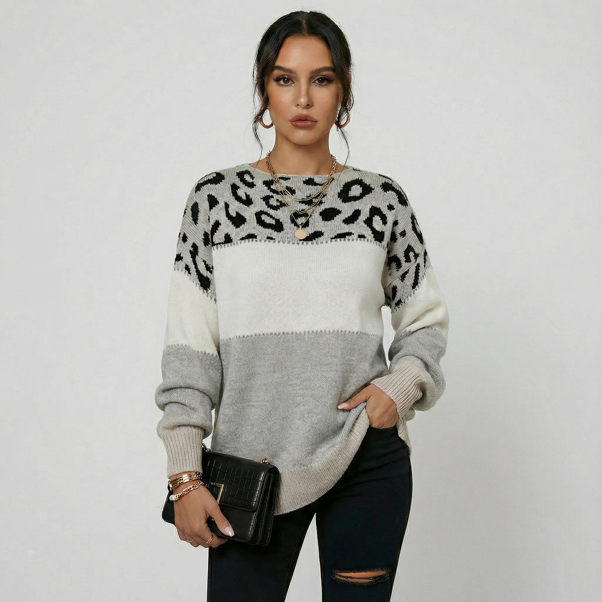 CASA NUA™║Suéter elegante de leopardo