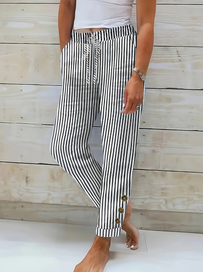 Raquelle - Pantalones a Rayas Casual