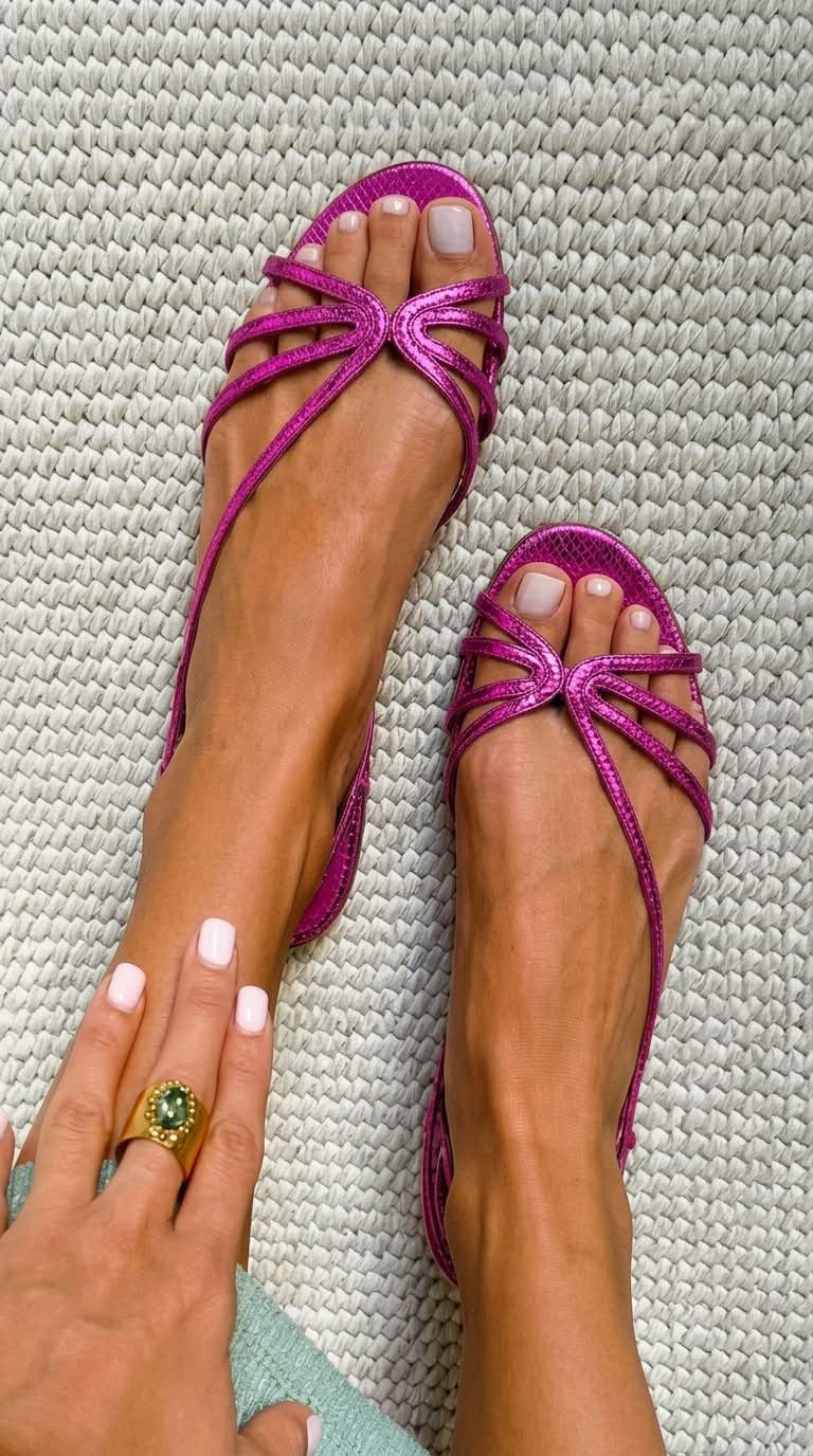 Deila - Sandalias de Tiras Metalizadas para Verano