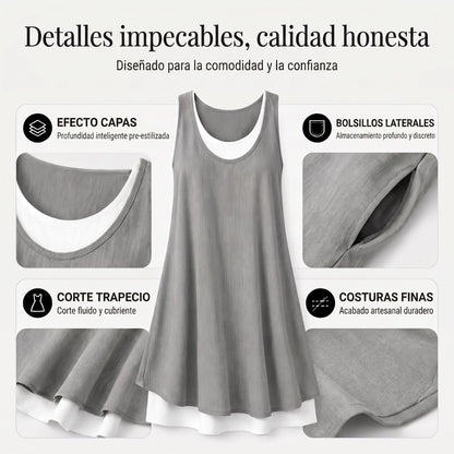 Nora | Vestido Dos Piezas de Tirantes, Corte Amplio y Cómodo