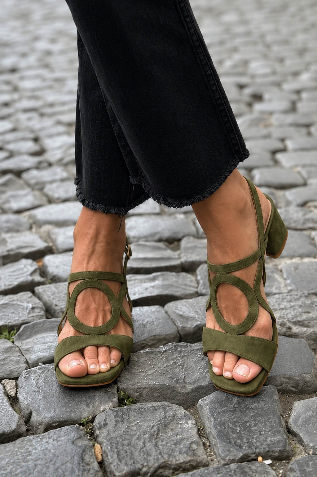 Caliope - Tacones con Punta Cuadrada y Corte Redondo para Verano