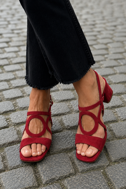 Caliope - Tacones con Punta Cuadrada y Corte Redondo para Verano