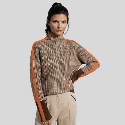 CLÉMENCE™║Suéter de cuello alto con rayas