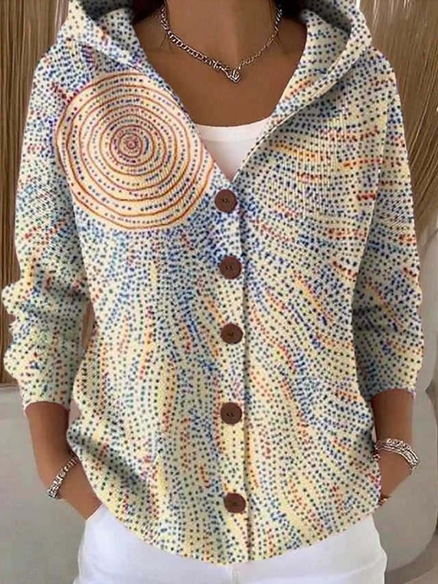 Paloma | Chaqueta de Punto Estampada con Capucha