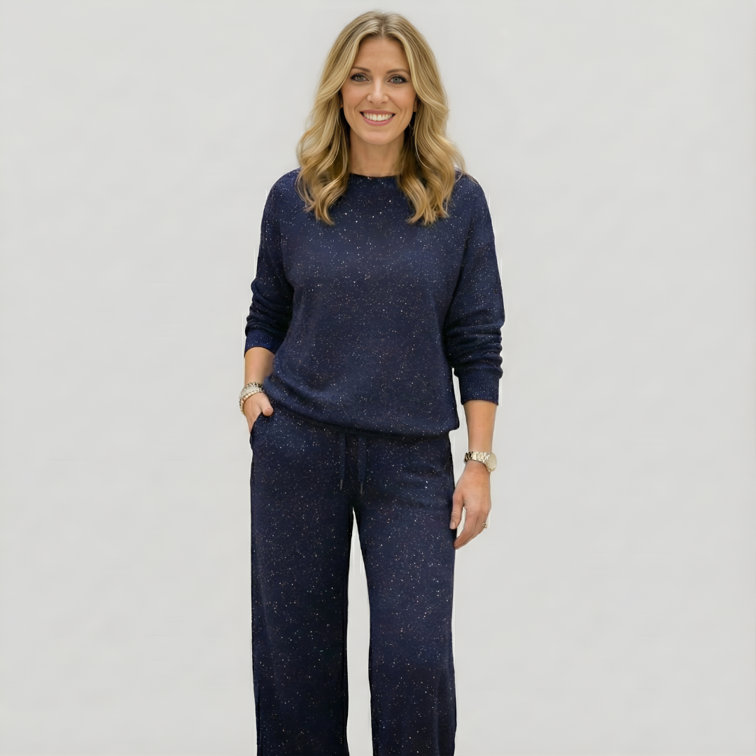 VIVIANA™║Cuello redondo, brillante, color uniforme, estilo informal completo