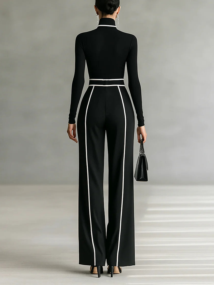 EMMA™║ Conjunto elegante de dos piezas con cuello alto y pantalón ancho