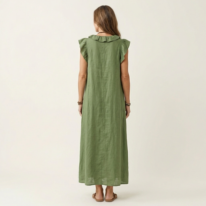 Josefina | Vestido Maxi con Escote en V y Volantes