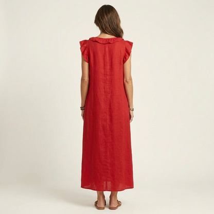 Josefina | Vestido Maxi con Escote en V y Volantes