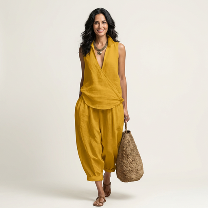 Vera | Conjunto de Top Cruzado y Pantalón Ancho