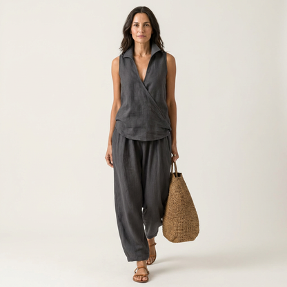 Vera | Conjunto de Top Cruzado y Pantalón Ancho